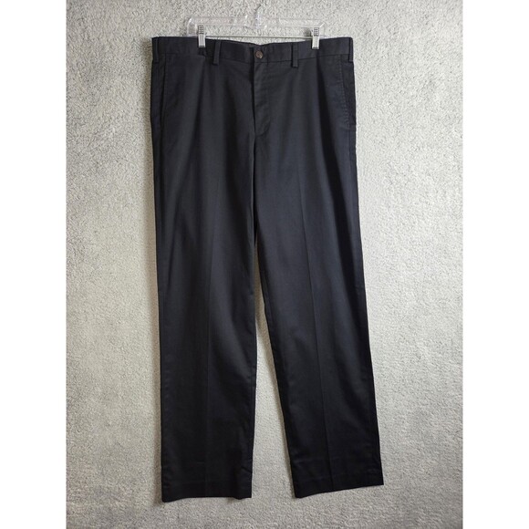 Eddie Bauer Dress Pants Mens 40x35 Black Wrinkle Resistant Relaxed Fit Cotton - Picture 1 of 8